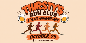 Thirsty’s Run Club 1 Year Anniversary logo