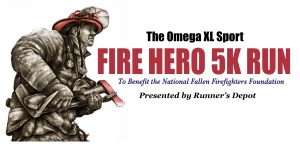 Omega XL Sport FIRE HERO 5K presented by Runner's Depot logo