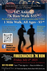 Devil's Lake and Round Lake Men's Club Firecracker 7k Run/Walk logo