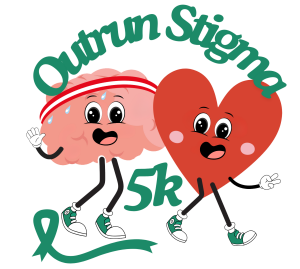Lakewood Center's Outrun Stigma 5k logo