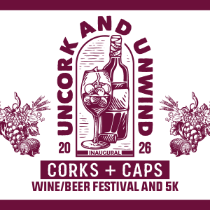 Corks + Caps Wine/Beer Festival and 5K logo