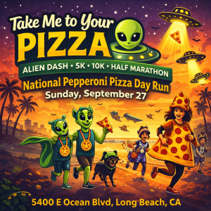 Take Me to Your Pizza : Alien Dash 5K. 10K. Half Marathon Sponsored by Domino's Pizza logo