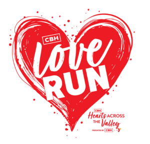 The Cbh Hearts Across the Valley Love Run presented by Cbh and The Ymca logo
