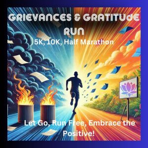 Grievances & Gratitude Run – Not a Resolution - Just a Reset 5K, 10K, and Half Marathon by Califlow Runs logo