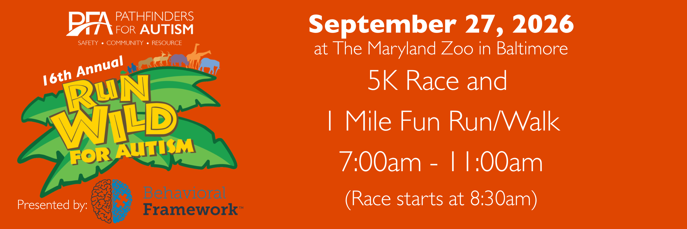 16th Annual Run Wild for Autism 5K & 1 Mile Fun Run & Walk