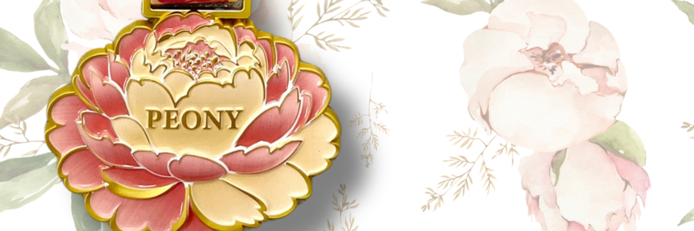 Peony Virtual Race | 1M 5K 10K Half Marathon & Marathon | Language of Flowers Collection
