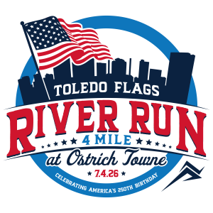 TOLEDO FLAGS RIVER RUN 4 MILER at OSTRICH TOWNE logo