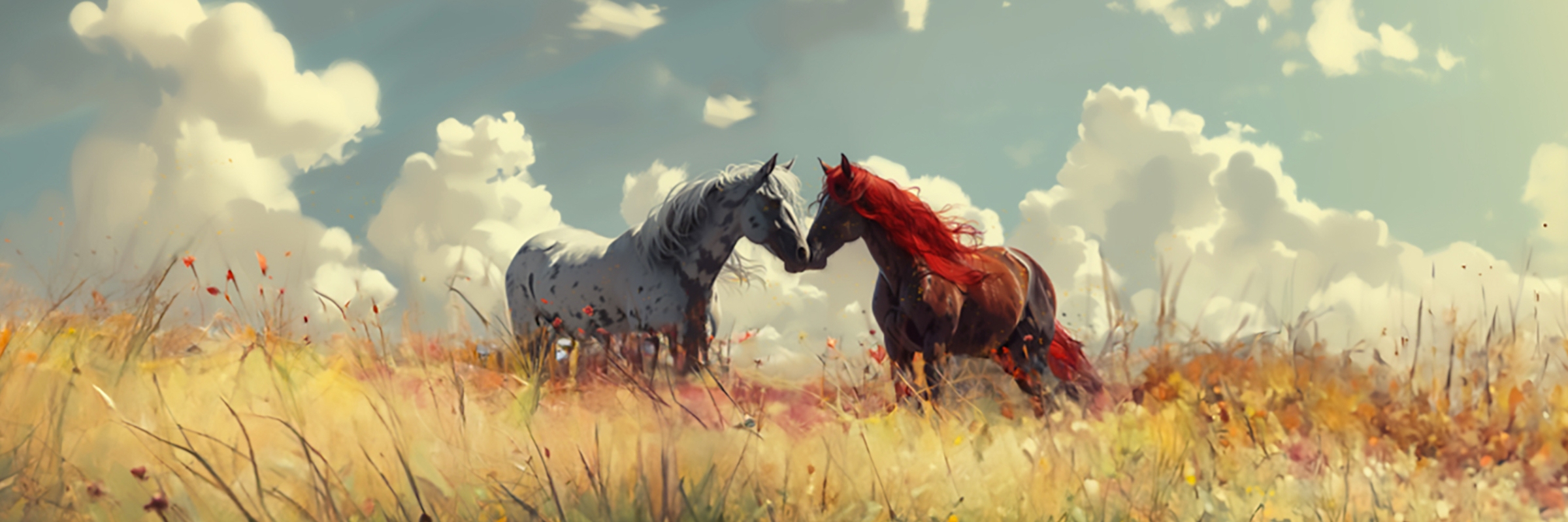 WILDFLOWERS WILD HORSES