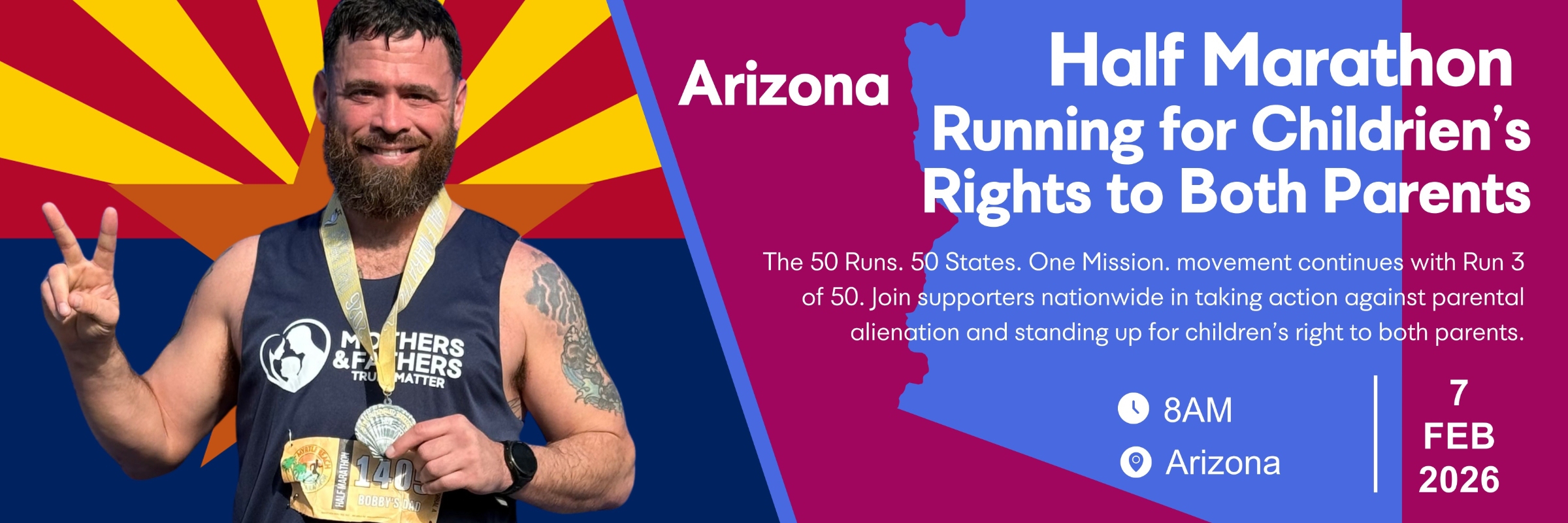 Running for Children's Rights to Both Parents - 14 of 50 Half Marathons in 50 States - Arizona