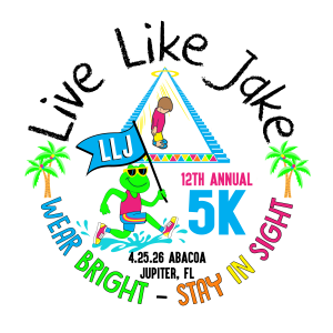 Live Like Jake 5k - Wear Bright Stay In Sight! logo