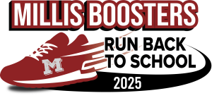 Millis Boosters Run Back to School logo