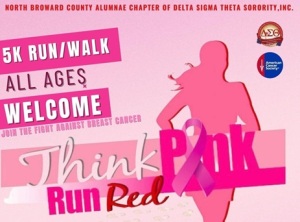 Think Pink Run Red - North Broward County Alumnae Chapter, Delta Sigma Theta Sorority, Inc. logo
