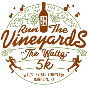 Run the Vineyards - "The 5K Waltz" logo