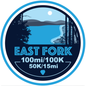 East Fork 100mi, 100K, 50K, and 15mi logo
