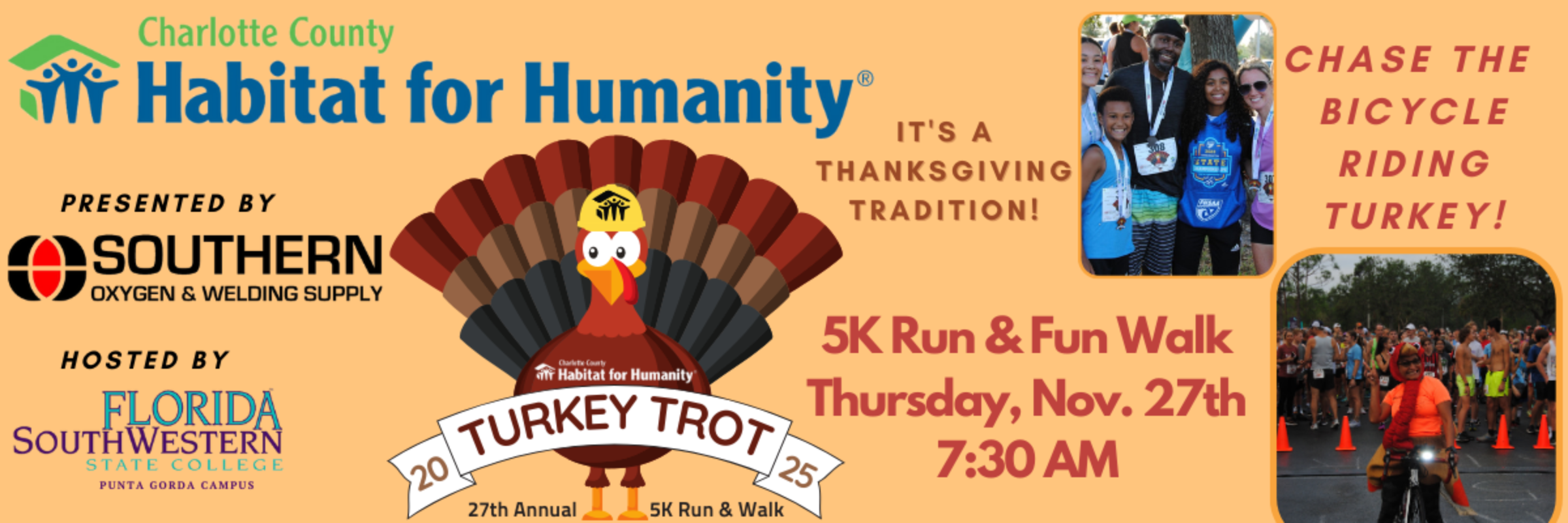Charlotte County Habitat's 27th Annual Turkey Trot 2025 5K Run / Fun Walk