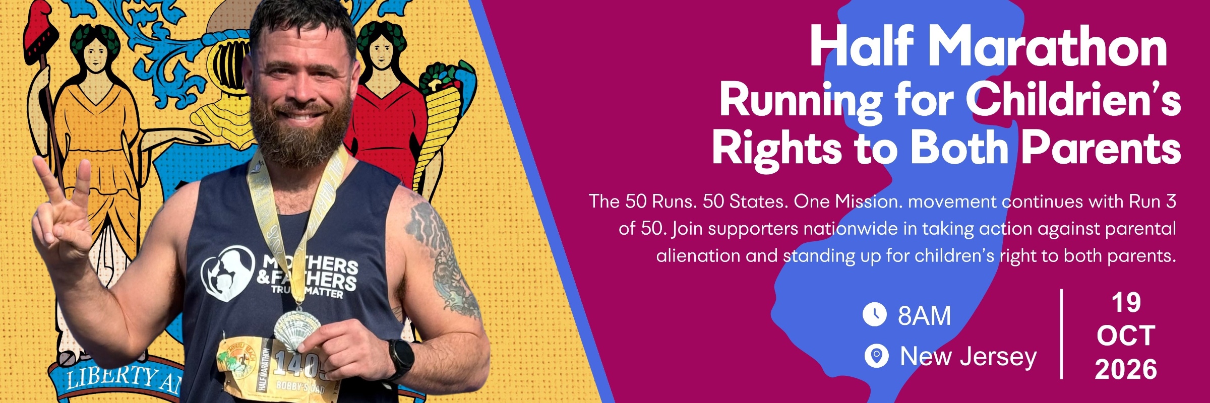 Running for Children's Rights to Both Parents - 10 of 50 Half Marathons in 50 States - New Jersey