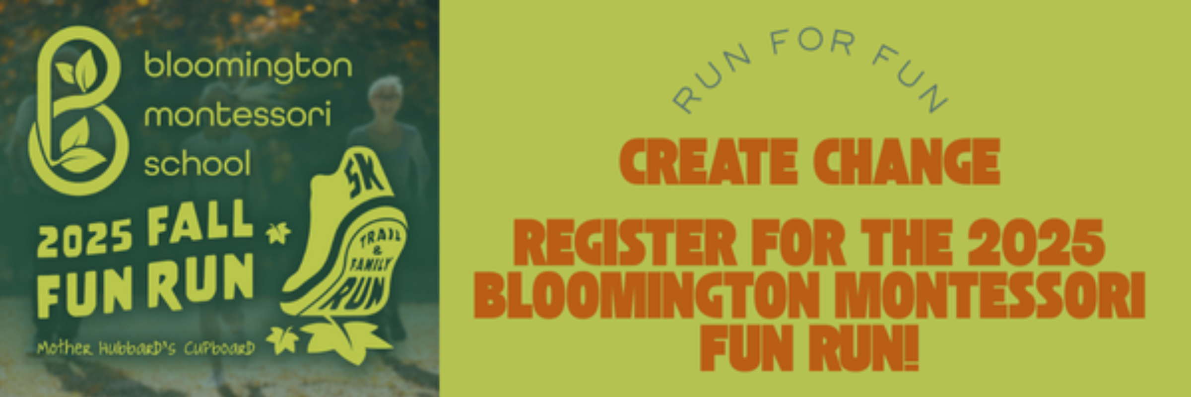 Bloomington Montessori 2025 Fall Fun Run 5K Trail Race and Family Fun Run