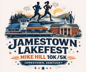 Jamestown Lakefest Mike Hill 10k/5k logo