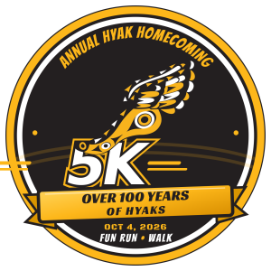 Hyak Homecoming 5K fun Run/Walk, 100 Years of Hyaks logo