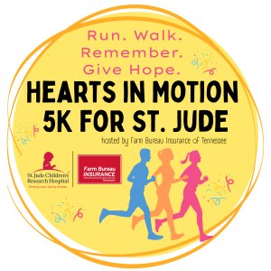 Hearts in Motion | 5K for St Jude hosted by Farm Bureau Insurance of Tennessee logo