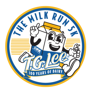 The Milk Run 5K, fueled by TG Lee Dairy, in the Milk District logo