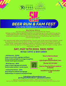 Refuge X Radiate Beer Run & Fam Fest logo
