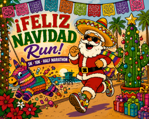 Felize Navidad Run 5K 10K Half Marathon by Califlow Runs logo