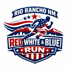 NM RED WHITE AND BLUE RUN logo