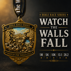 Watch the Walls Fall Virtual Race | Bible Race Series Run 1M 5K 10K 13.1 26.2 logo