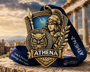 Athena Race | Gods & Warriors Virtual Running Series 1M 5K 10K 13.1 26.2 logo