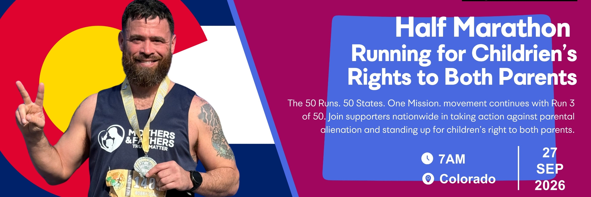 Running for Children's Rights to Both Parents - 9 of 50 Half Marathons in 50 States - Colorado