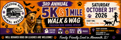 Mini Walk In Rescue Freedom Ride Animal Rescue 5k Fun Run & 1 Mile Walk & Wag 2026 | 5K, 1 ...
