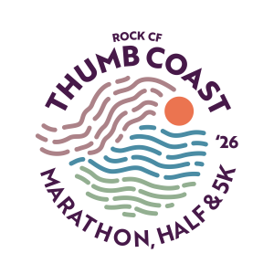 The Rock CF Thumb Coast Marathon, Half Marathon, and 5K logo