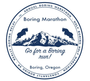 Boring Marathon, Half-Boring Half Marathon, Constantly Boring 10K, and Somewhat Boring 5K Race Series logo