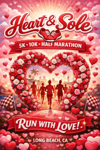 Heart and Sole Valentine's Run 5K, 10K, and Half Marathon by Califlow Runs logo