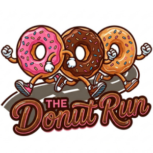 The Donut Run 5k and 10K Races along with a 1 mile fun run logo